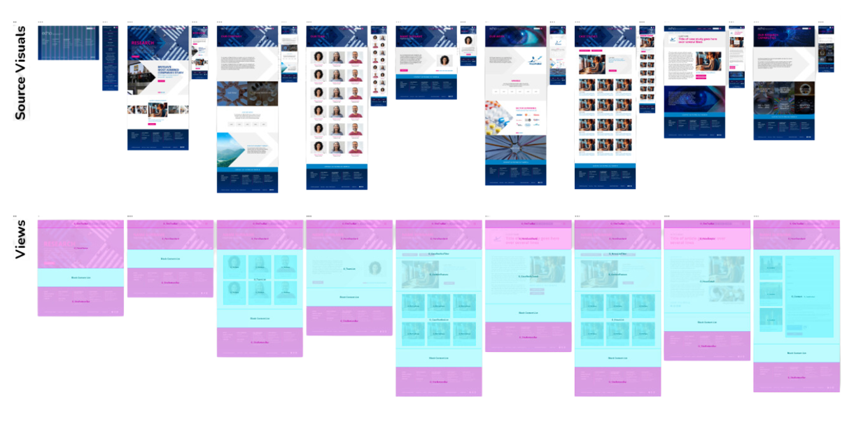 Echo - A screen shot from Adobe XD showing the visuals mocked up during the design process