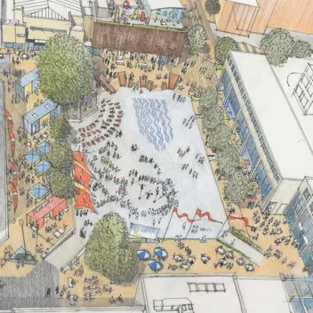Consensus - Hero Images - Artists impression of Kings Square redevelopment in sketch detail