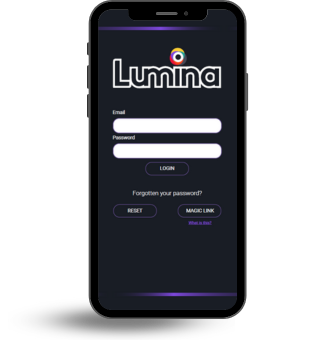 Lumina - Tile - An iphone showing the login screen to the Lumina app